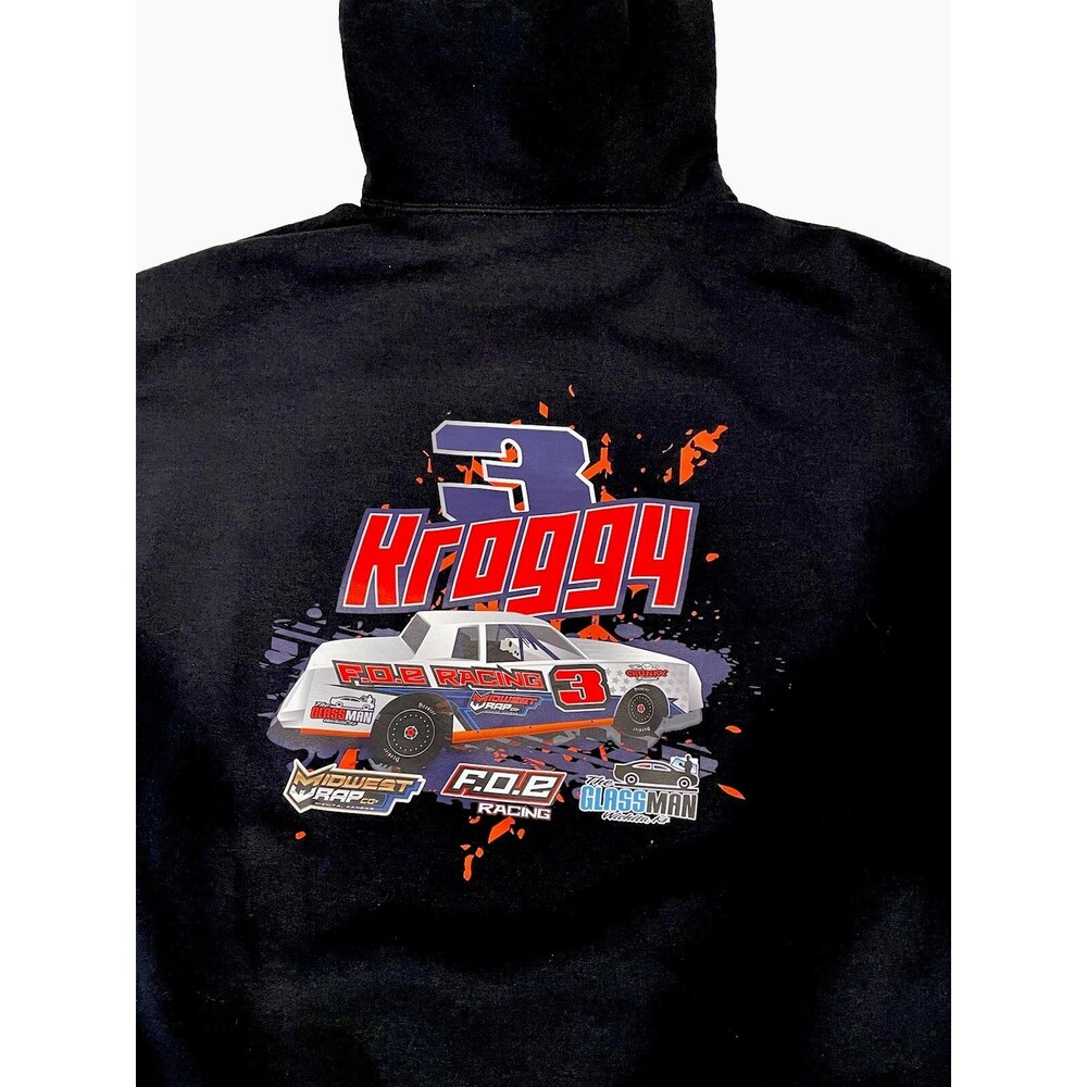 FOE Racing Kroggy #3 Graphic Hoodie Sweatshirt Mens Size XL Black